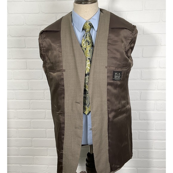 Jos A Bank Suit Men 41L 34W 29L‎ Brown Houndstooth 2 Button Classic Career - Picture 4 of 16